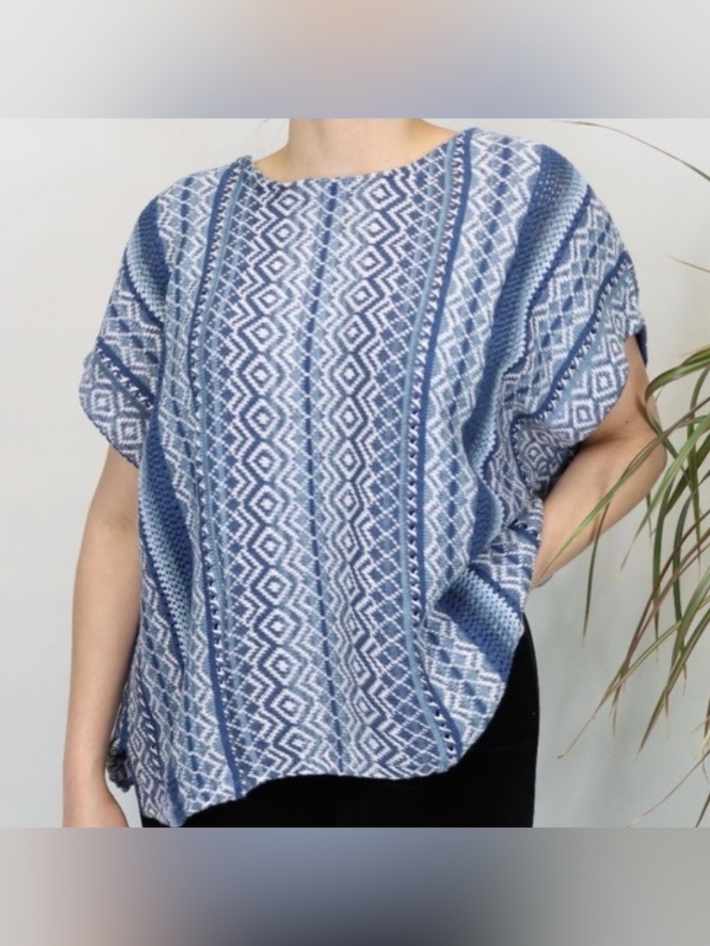 Orvis Linen Cotton Dolman Knit Poncho Blouse Size Large